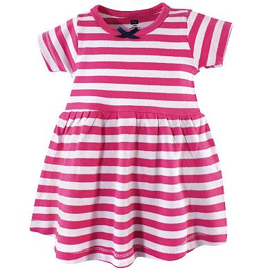 Hudson Baby Infant and Toddler Girl Cotton Short-Sleeve Dresses 2pk, Bright Flamingo, 3-6 Months