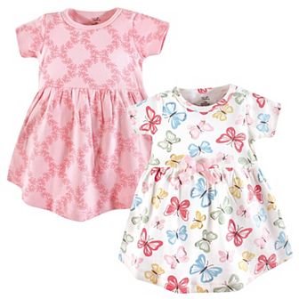 Touched by Nature Baby and Toddler Girl Organic Cotton Short-Sleeve Dresses 2 pk Butterflies