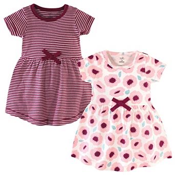 Touched by Nature Baby and Toddler Girl Organic Cotton Short-Sleeve Dresses 2 pk Blush Blossom