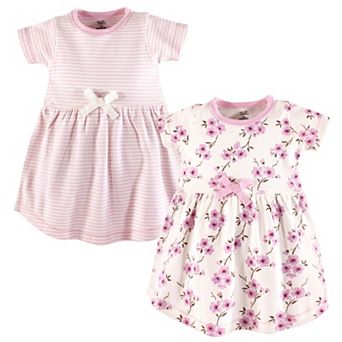 Touched by Nature Baby and Toddler Girl Organic Cotton Short-Sleeve Dresses 2 pk Cherry Blossom