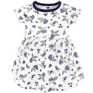 Hudson Baby Infant and Toddler Girl Cotton Short-Sleeve Dresses 2pk, Blueberries, 12-18 Months