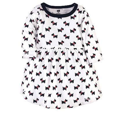 Hudson Baby Infant and Toddler Girl Cotton Long-Sleeve Dresses 2pk, Scottie Dog, 3-6 Months