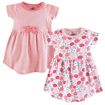 Touched by Nature Baby and Toddler Girl Organic Cotton Short-Sleeve Dresses 2 pk Rosebud