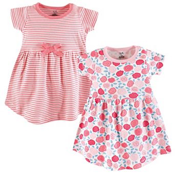 Touched by Nature Baby and Toddler Girl Organic Cotton Short-Sleeve Dresses 2 pk Rosebud