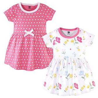 Hudson Baby Infant and Toddler Girl Cotton Short-Sleeve Dresses 2 pk Spring Mix, 0-3 Months