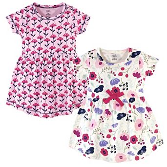 Touched by Nature Baby and Toddler Girl Organic Cotton Short-Sleeve Dresses 2 pk Pink Botanical