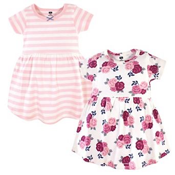 Hudson Baby Infant and Toddler Girl Cotton Long-Sleeve Dresses 2 pk Blush Floral