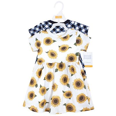 white christmas dresses Baby Girl 100% Cotton Cotton Sunflower Print Flutter-Sleeve Dress Dark Blue main image 1