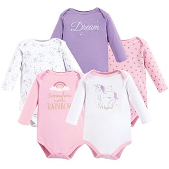 Hudson Baby Infant Girl Cotton Long-Sleeve Bodysuits 5 pk Magical Unicorn