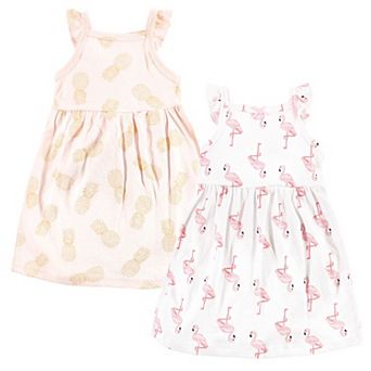 Hudson Baby Infant Girl Cotton Dress - Flamingo Pineapple, 6-9 Months