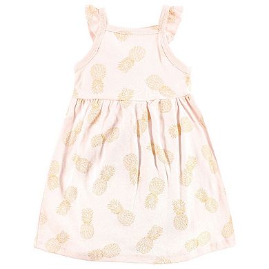 Hudson Baby Infant Girl Cotton Dress - Flamingo Pineapple, 6-9 Months