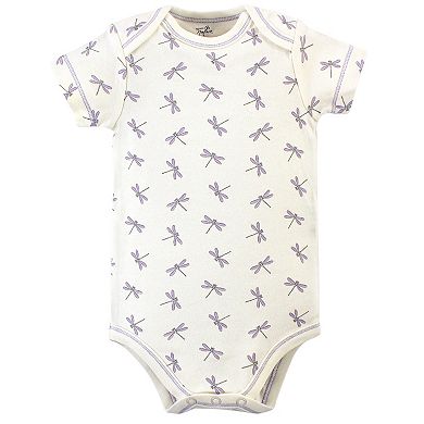 Touched by Nature Baby Girl Organic Cotton Bodysuits 5pk, Dragonfly, 12-18 Months
