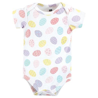 Hudson Baby Infant Girl Cotton Bodysuits, Happy Easter