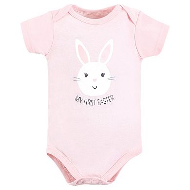 Hudson Baby Infant Girl Cotton Bodysuits, Happy Easter