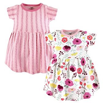 Touched by Nature Baby and Toddler Girl Organic Cotton Short-Sleeve Dresses 2 pk Botanical