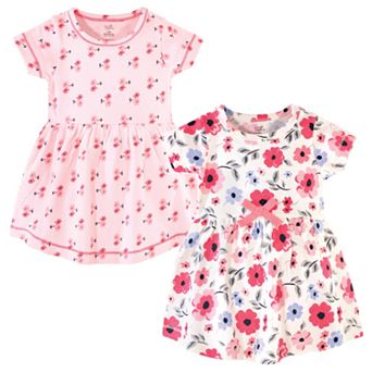 Touched by Nature Baby and Toddler Girl Organic Cotton Short-Sleeve Dresses 2 pk Coral Garden