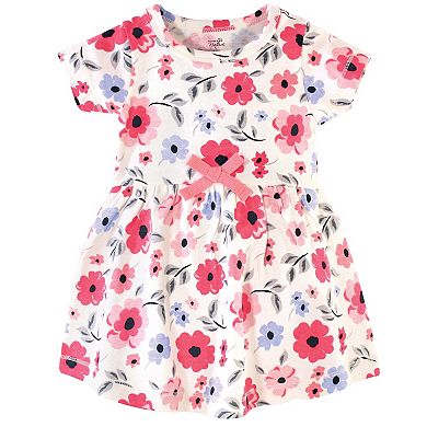 Touched by Nature Baby and Toddler Girl Organic Cotton Short-Sleeve Dresses 2pk, Coral Garden