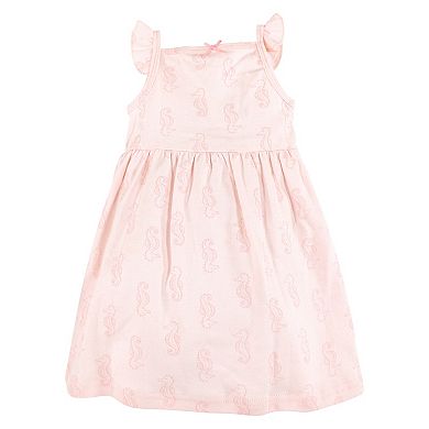 Hudson Baby Infant and Toddler Girl Cotton Dresses, Pastel Sea