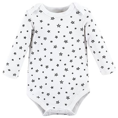 Hudson Baby Infant Boy Cotton Long-Sleeve Bodysuits, Mom Dad Moon Back