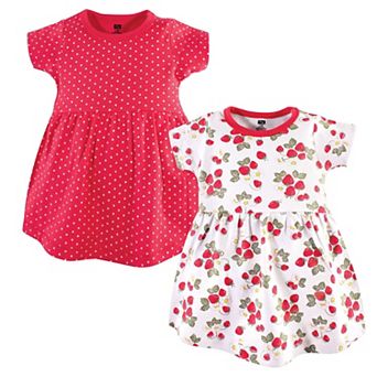 Hudson Baby Infant and Toddler Girl Cotton Short-Sleeve Dresses 2 pk Strawberries, 6-9 Months