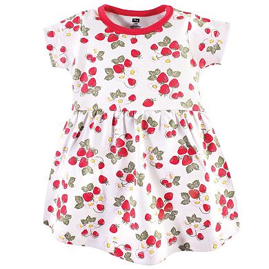 Hudson Baby Infant and Toddler Girl Cotton Short-Sleeve Dresses 2pk, Strawberries