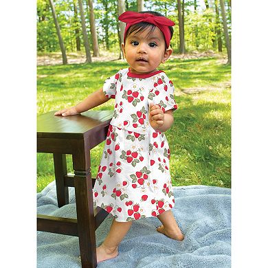 Hudson Baby Infant and Toddler Girl Cotton Short-Sleeve Dresses 2pk, Strawberries