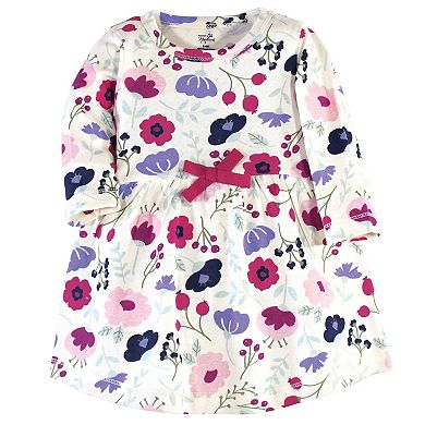 Touched by Nature Baby and Toddler Girl Organic Cotton Long-Sleeve Dresses 2pk, Pink Botanical