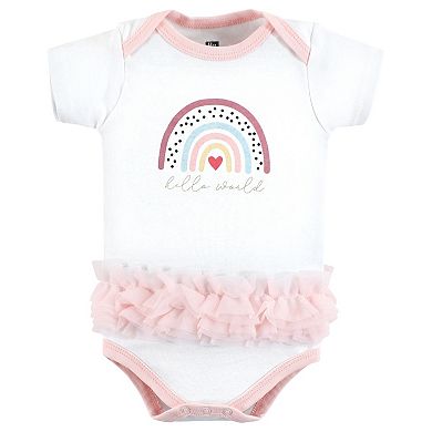 Hudson Baby Infant Girl Cotton Bodysuits, Modern Rainbow