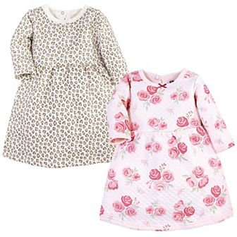 Hudson Baby Infant and Toddler Girl Cotton Dress - Blush Rose Leopard - 0-3 Months