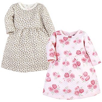 Hudson Baby Infant and Toddler Girl Cotton Dress - Blush Rose Leopard - 0-3 Months