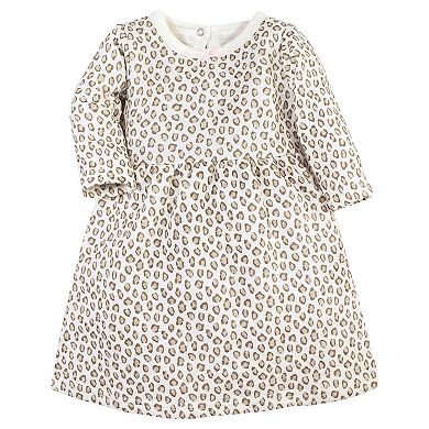 Hudson Baby Infant and Toddler Girl Cotton Dress - Blush Rose Leopard - 0-3 Months