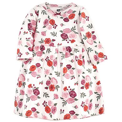 Hudson Baby Infant and Toddler Girl Cotton Long-Sleeve Dresses 2pk, Fall Floral