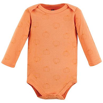 Hudson Baby Infant Boy Cotton Long-Sleeve Bodysuits, Pumpkin Truck 5-Pack