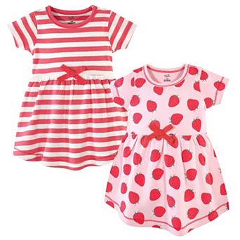 Touched by Nature Baby and Toddler Girl Organic Cotton Short-Sleeve Dresses 2 pk Strawberries