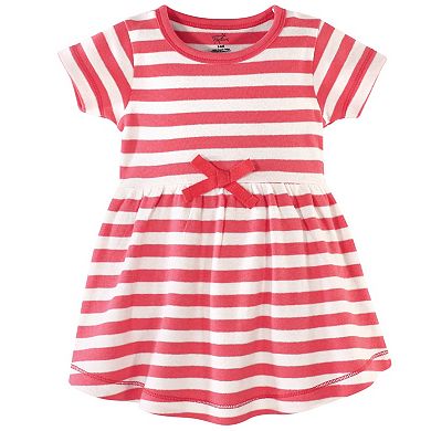 Touched by Nature Baby and Toddler Girl Organic Cotton Short-Sleeve Dresses 2pk, Strawberries, 12-18 Months