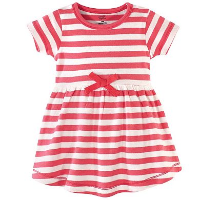 Touched by Nature Baby and Toddler Girl Organic Cotton Short-Sleeve Dresses 2pk, Strawberries, 12-18 Months
