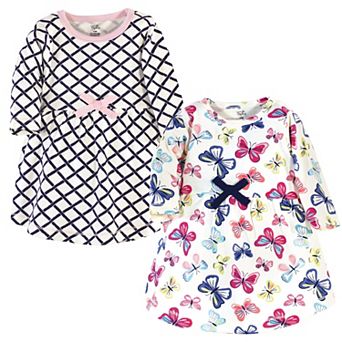 Touched by Nature Baby and Toddler Girl Organic Cotton Long-Sleeve Dresses 2 pk Bright Butterflies
