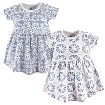 Yoga Sprout Baby and Toddler Girl Cotton Short-Sleeve Dresses 2 pk Whimsical