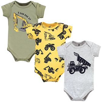 Hudson Baby Infant Boys Cotton Bodysuits, Construction Trucks