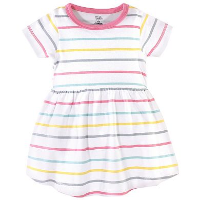 Hudson Baby Infant and Toddler Girl Cotton Short-Sleeve Dresses 2pk, Candy Stripes