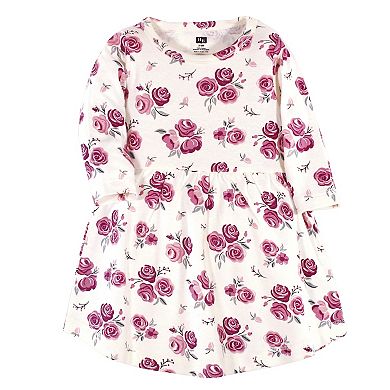 Hudson Baby Infant and Toddler Girl Cotton Long-Sleeve Dresses 2pk, Rose