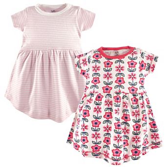 Touched by Nature Baby and Toddler Girl Organic Cotton Short-Sleeve Dresses 2 pk Flower, 0-3 Months