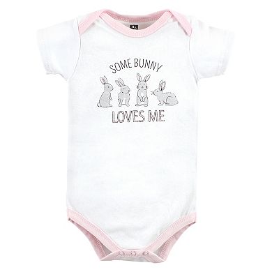Hudson Baby Infant Girl Cotton Bodysuits, Some Bunny