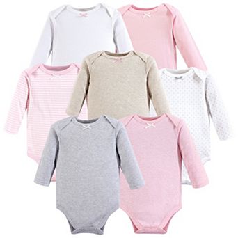 Hudson Baby Infant Girl Cotton Long-Sleeve Bodysuits 7 pk Girl Basic