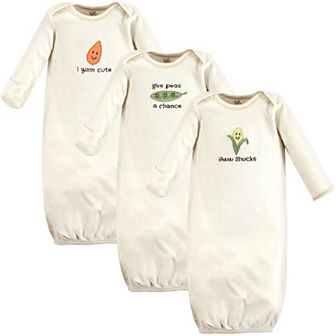 Touched by Nature Baby Organic Cotton Long-Sleeve Gowns 3 pk