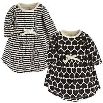 Touched by Nature Baby and Toddler Girl Organic Cotton Long-Sleeve Dresses 2 pk Heart