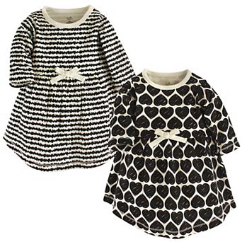 Touched by Nature Baby and Toddler Girl Organic Cotton Long-Sleeve Dresses 2 pk Heart, 18-24 Months