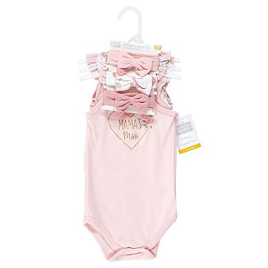 Hudson Baby Infant Girl Sleeveless Bodysuit and Headband Set, Soft Pink Roses