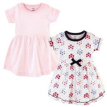 Touched by Nature Baby and Toddler Girl Organic Cotton Short-Sleeve Dresses 2 pk Floral Dot