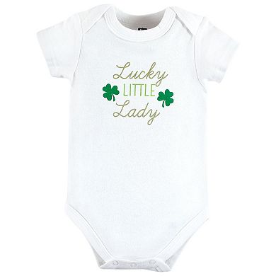 Hudson Baby Infant Girl Cotton Bodysuits, Lucky Lady